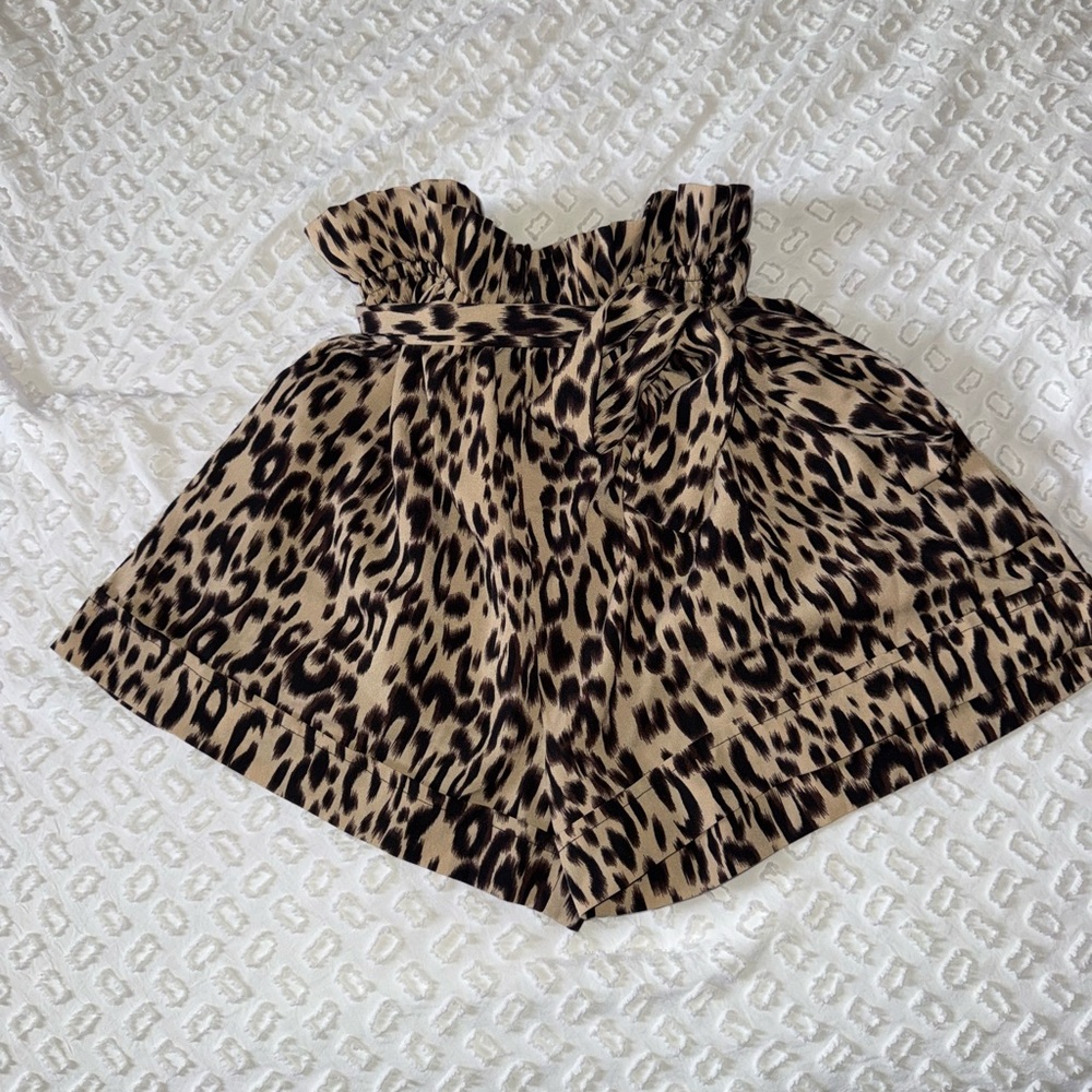 Pink Lily Leopard Print High-Waisted Shorts
